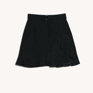 Sandro Asymmetric Ruffle Mini Skirt In black